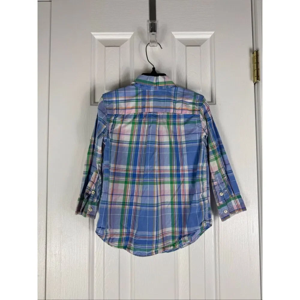 Ralph Lauren Boys Plaid Button Up Front Shirt 3/3t